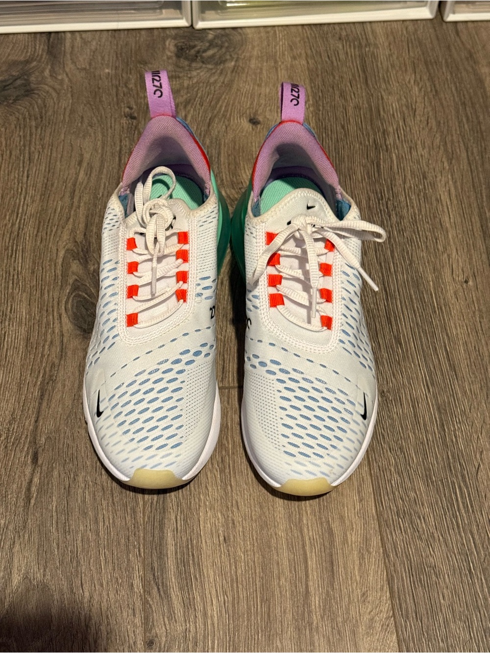 Nike women’s Air Max 270 White Teal Multicolor Casual Sneakers - Picture 4 of 5